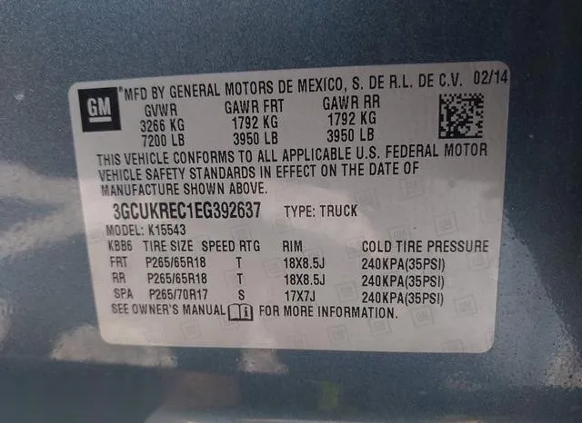 3GCUKREC1EG392637 2014 2014 Chevrolet Silverado 1500- 1LT 9