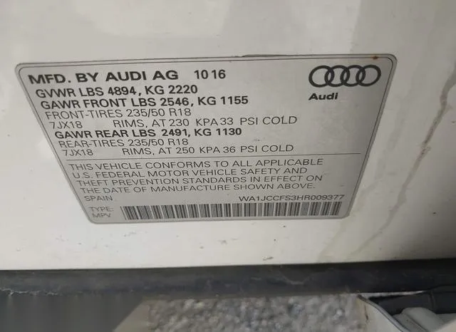 WA1JCCFS3HR009377 2017 2017 Audi Q3- 2-0T Premium 9