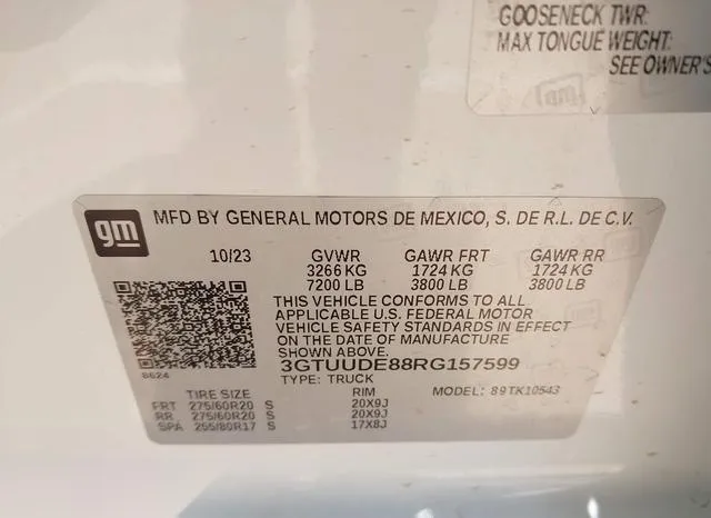 3GTUUDE88RG157599 2024 2024 GMC Sierra- 1500 4Wd  Short Box 9