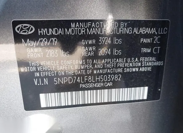 5NPD74LF8LH503982 2020 2020 Hyundai Elantra- SE 9