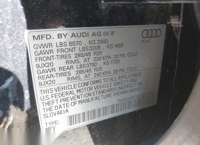 WA1VAAF78HD015356 2017 2017 Audi Q7- 3-0T Premium 9