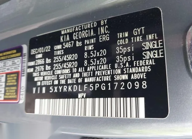 5XYRKDLF5PG172098 2023 2023 KIA Sorento- SX 9