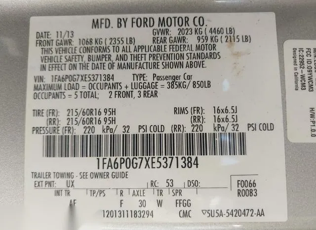 1FA6P0G7XE5371384 2014 2014 Ford Fusion- S 9