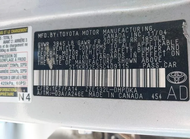 2T1KR32E35C409115 2005 2005 Toyota Matrix 9