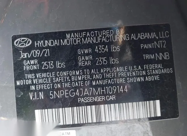 5NPEG4JA7MH109144 2021 2021 Hyundai Sonata- SE 9