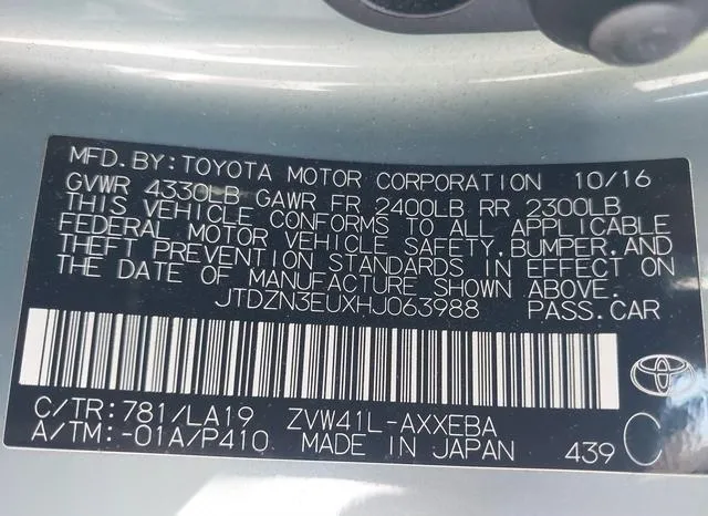 JTDZN3EUXHJ063988 2017 2017 Toyota Prius- V Four 9