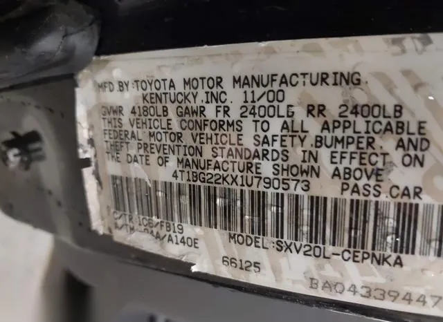 4T1BG22KX1U790573 2001 2001 Toyota Camry- LE 9