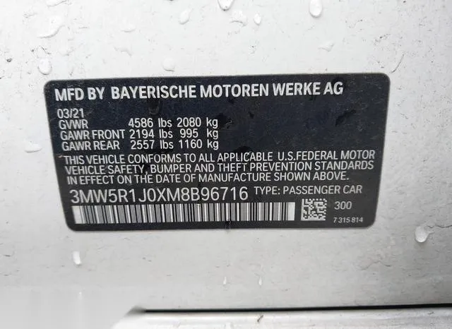 3MW5R1J0XM8B96716 2021 2021 BMW 3 Series- 330I 9