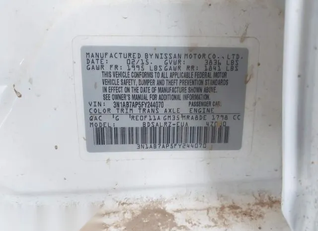 3N1AB7AP5FY244070 2015 2015 Nissan Sentra- SR 9