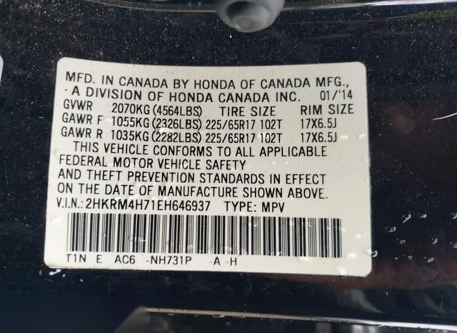 2HKRM4H71EH646937 2014 2014 Honda CR-V- Ex-L 9