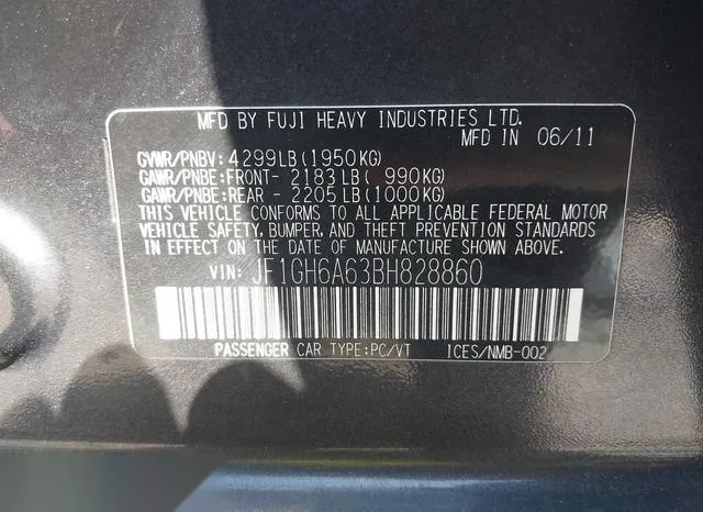 JF1GH6A63BH828860 2011 2011 Subaru Impreza- 2-5I 9