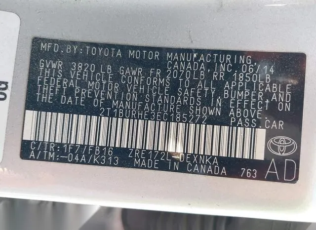 2T1BURHE3EC185272 2014 2014 Toyota Corolla- LE 9