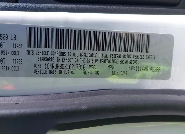 1C4RJFBGXLC217916 2020 2020 Jeep Grand Cherokee- Limited 4X4 9