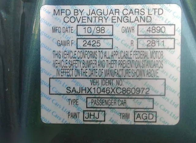 SAJHX1046XC860972 1999 1999 Jaguar XJ8 9