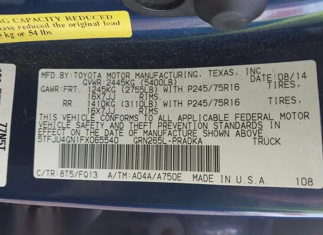 5TFJU4GN1FX065540 2015 2015 Toyota Tacoma- Prerunner V6 9