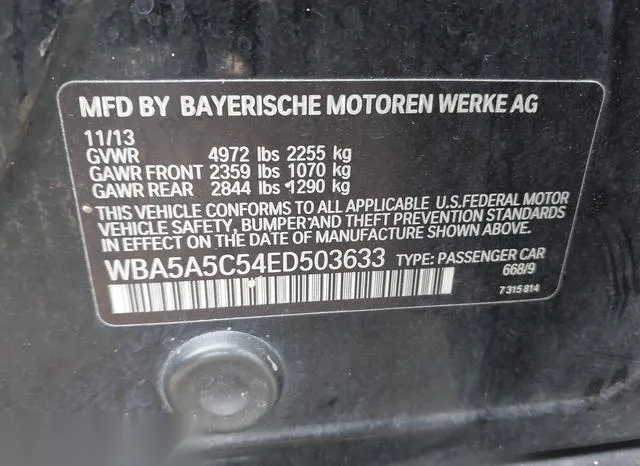 WBA5A5C54ED503633 2014 2014 BMW 5 Series- 528I 9