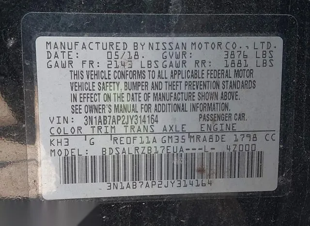 3N1AB7AP2JY314164 2018 2018 Nissan Sentra- SR 9