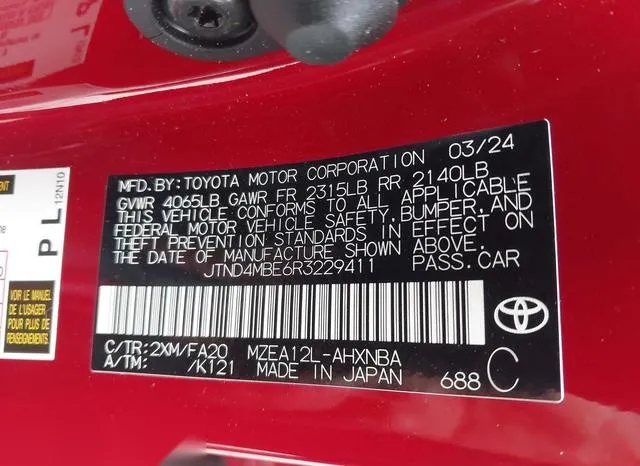 JTND4MBE6R3229411 2024 2024 Toyota Corolla- SE 9