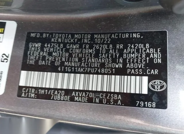 4T1G11AK7PU748051 2023 2023 Toyota Camry- SE 9