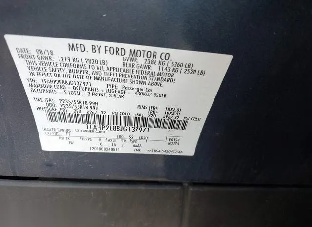 1FAHP2E88JG137971 2018 2018 Ford Taurus- Sel 9