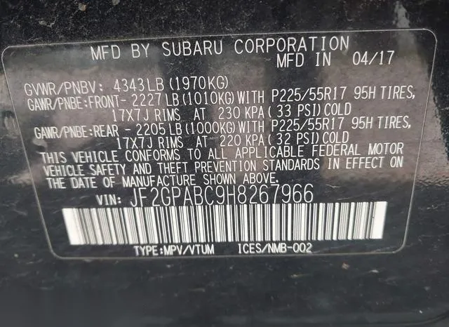 JF2GPABC9H8267966 2017 2017 Subaru Crosstrek- 2-0I Premium 9