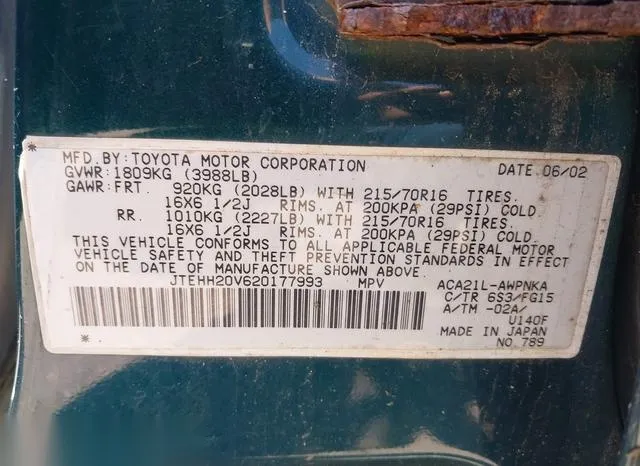 JTEHH20V620177993 2002 2002 Toyota RAV4 9