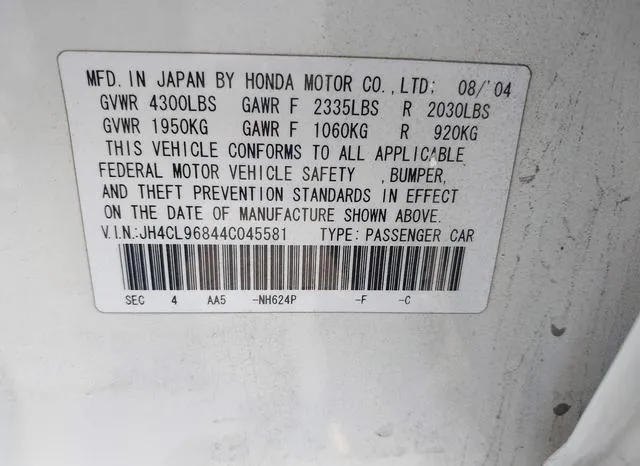 JH4CL96844C045581 2004 2004 Acura TSX 9