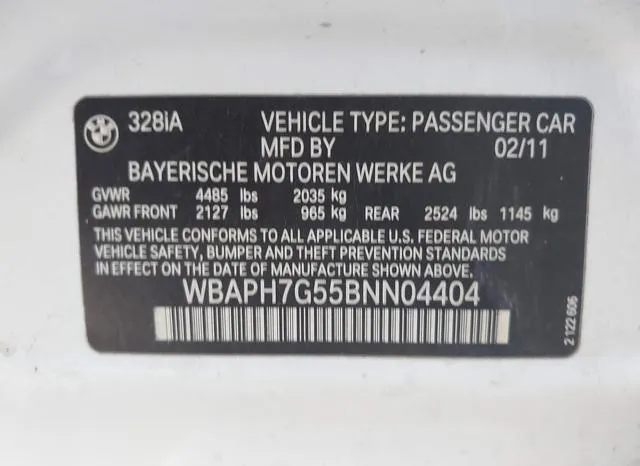 WBAPH7G55BNN04404 2011 2011 BMW 3 Series- 328I 9