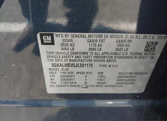 3GKALMEV5JL321175 2018 2018 GMC Terrain- Sle 9