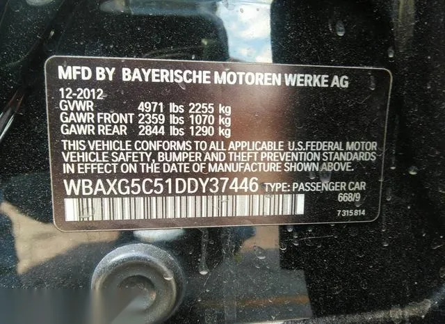 WBAXG5C51DDY37446 2013 2013 BMW 5 Series- 528I 9