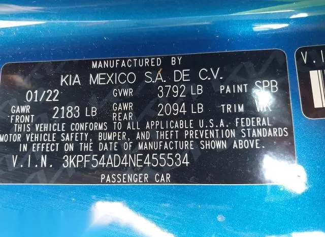 3KPF54AD4NE455534 2022 2022 KIA Forte- Gt-Line 9