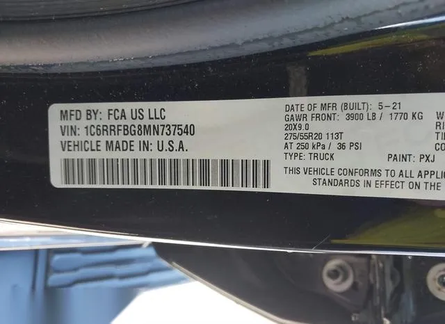 1C6RRFBG8MN737540 2021 2021 RAM 1500- Big Horn Quad Cab 4X4  9