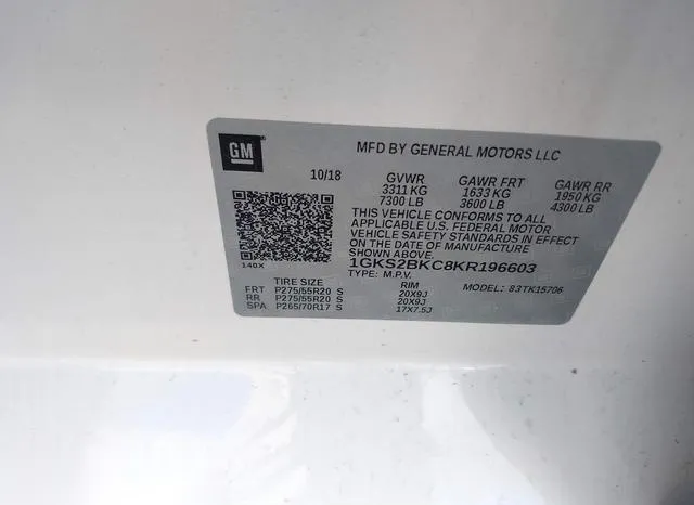 1GKS2BKC8KR196603 2019 2019 GMC Yukon- Slt 9