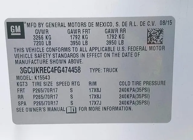 3GCUKREC4FG474458 2015 2015 Chevrolet Silverado 1500- 2LT 9