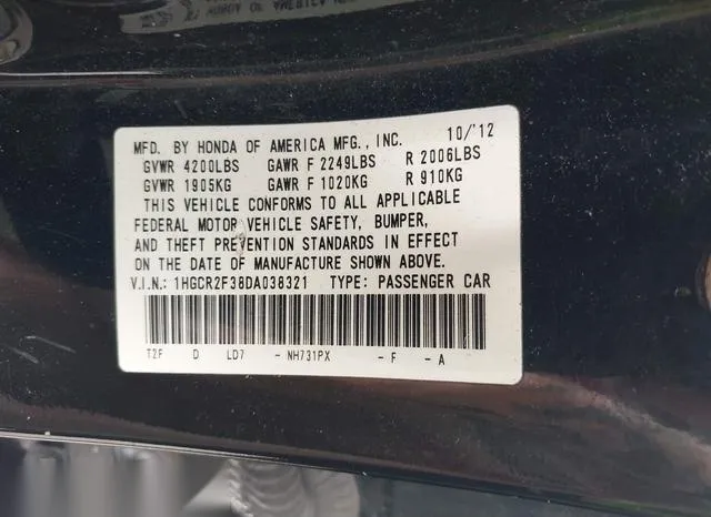 1HGCR2F38DA038321 2013 2013 Honda Accord- LX 9