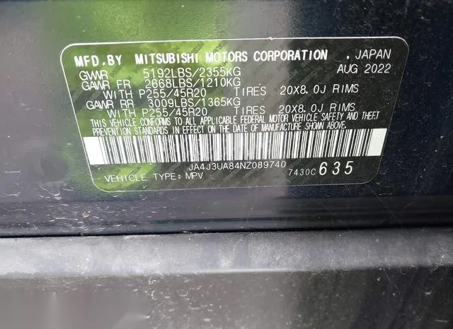 JA4J3UA84NZ089740 2022 2022 Mitsubishi Outlander- Black Edi 9