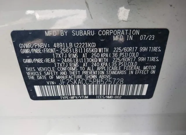 JF2SKACC5PH525728 2023 2023 Subaru Forester 9