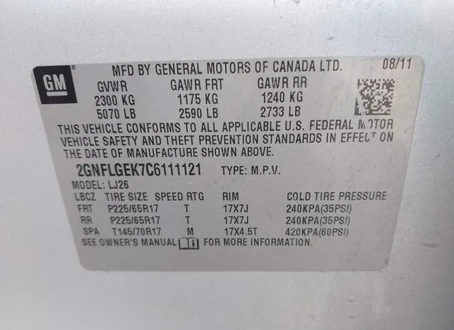 2GNFLGEK7C6111121 2012 2012 Chevrolet Equinox- Ltz 9