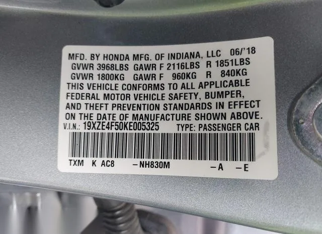 19XZE4F50KE005325 2019 2019 Honda Insight- EX 9