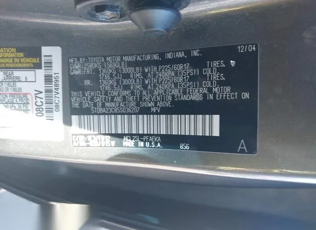 5TDBA23C85S036207 2005 2005 Toyota Sienna- LE 9