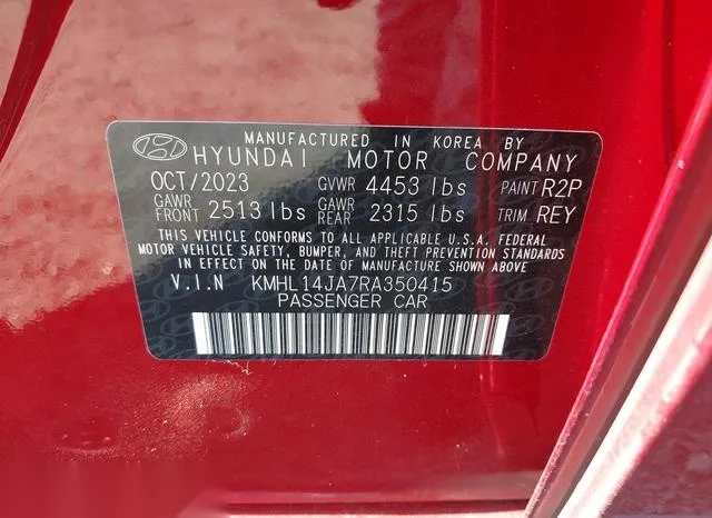 KMHL14JA7RA350415 2024 2024 Hyundai Sonata- Sel 9