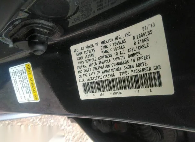 1HGCR2F32DA243598 2013 2013 Honda Accord- LX 9