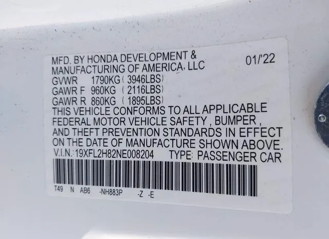 19XFL2H82NE008204 2022 2022 Honda Civic- Sport 9