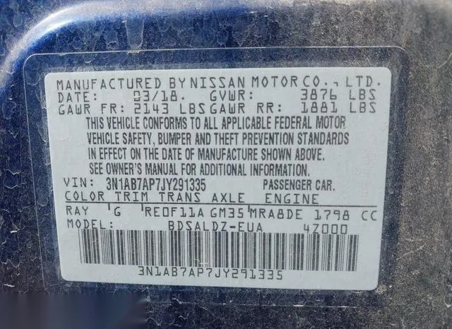 3N1AB7AP7JY291335 2018 2018 Nissan Sentra- SV 9