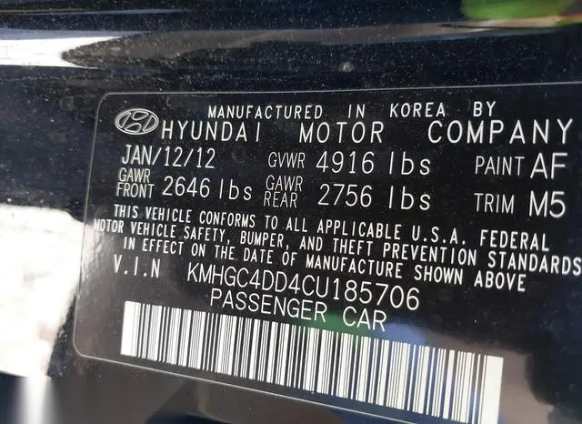 KMHGC4DD4CU185706 2012 2012 Hyundai Genesis- 3-8 9