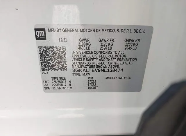 3GKALTEV9NL138474 2022 2022 GMC Terrain- Awd Sle 9