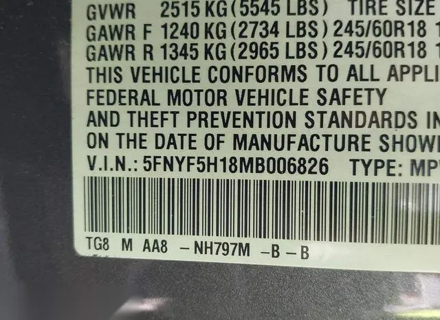 5FNYF5H18MB006826 2021 2021 Honda Pilot- 2Wd Lx 9