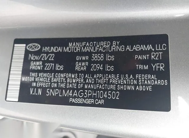 5NPLM4AG3PH104502 2023 2023 Hyundai Elantra- Sel 9