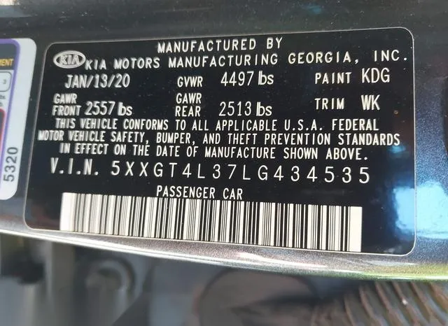 5XXGT4L37LG434535 2020 2020 KIA Optima- SE 9