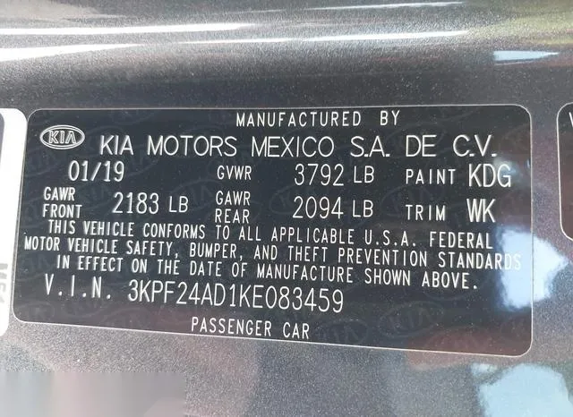 3KPF24AD1KE083459 2019 2019 KIA Forte- Lxs 9